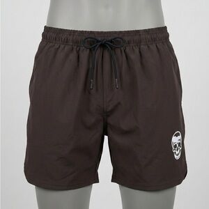 Gymreapers Brown Training Shorts with Skull Graphic - Size L